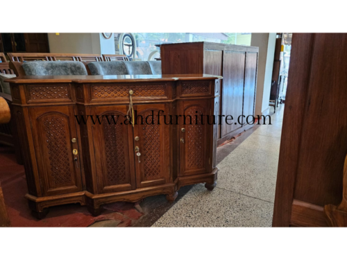 Sideboard Mini Check Work Carving In Teak Wood