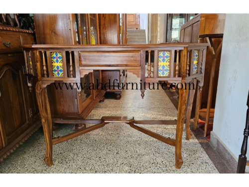 Four Feet Console Table With Tile In Teak Wood