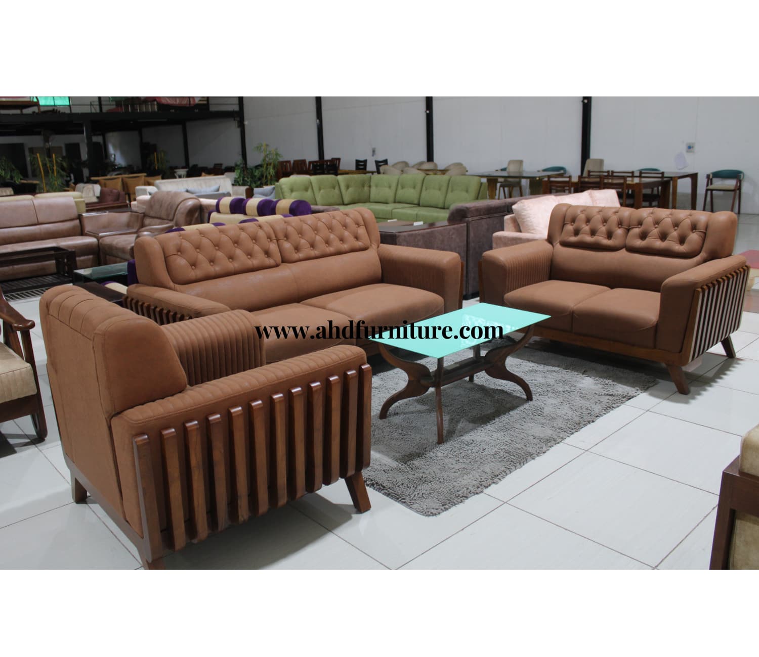 Bistro Chesterfield Fabric Sofa Set 3+1+1 Seater