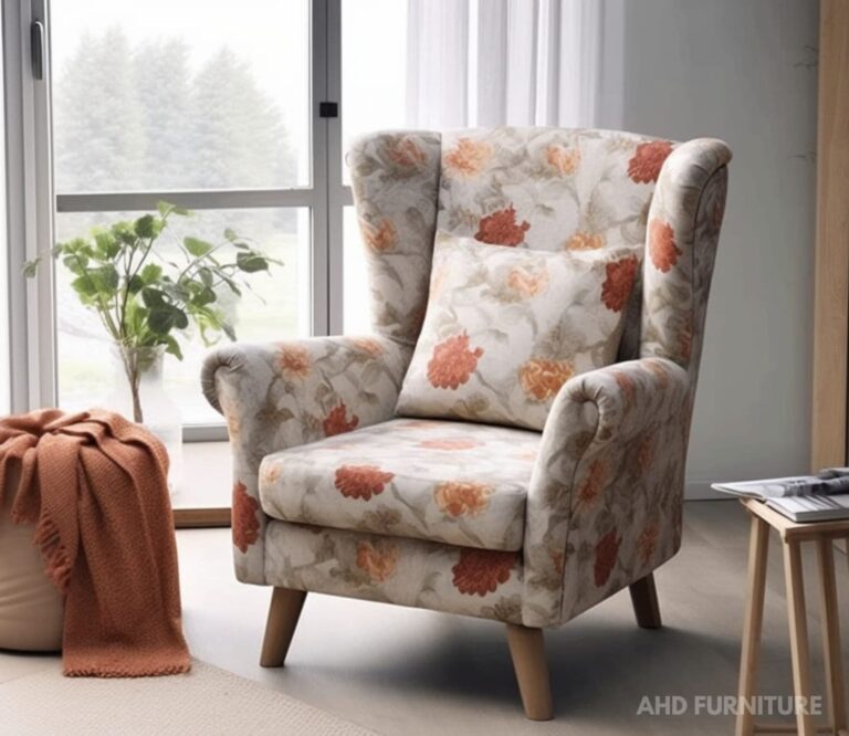 Luxury Fabric Wing Chair