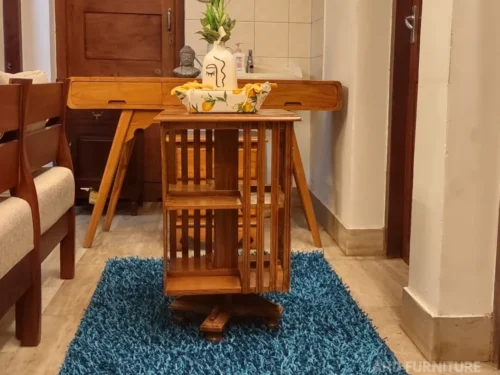 Revolving Magazine Stand Small In Teak Wood