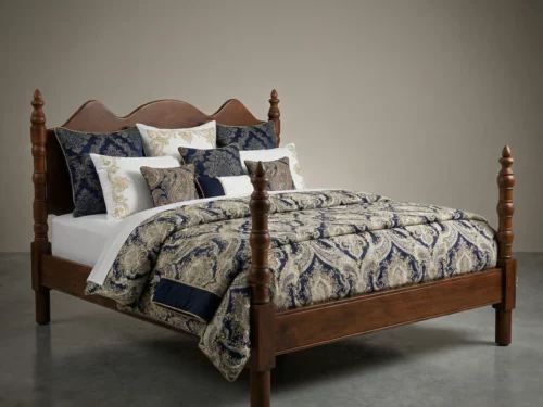 Alexa Wooden Queen Size Poster Bed In Teak Wood