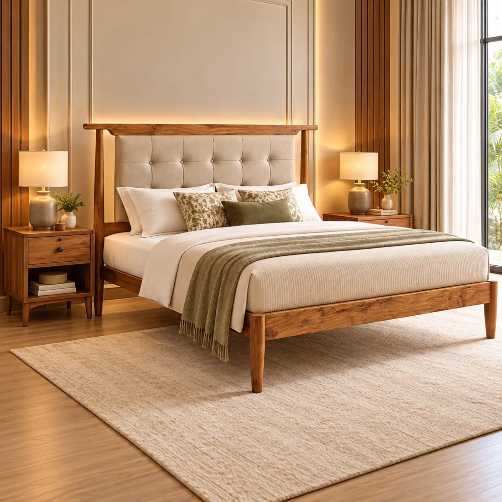Forte Queen Size Upholstery Fabric Head Board Cot