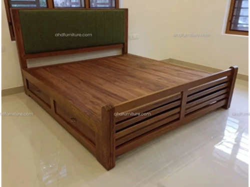 Sima Queen Size Bed With Storage In Teak Wood