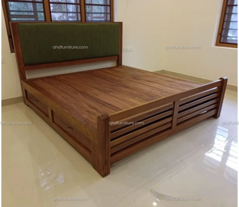 Sima Queen Size Bed With Storage In Teak Wood