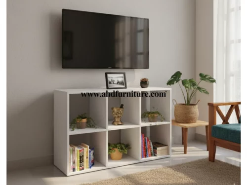 TV Unit With Six Open Racks In Engineered Wood