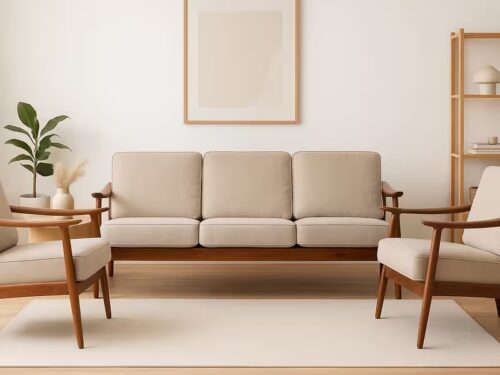 Toby Wooden Sofa Set In Teak 3+1+1 Wood (1)