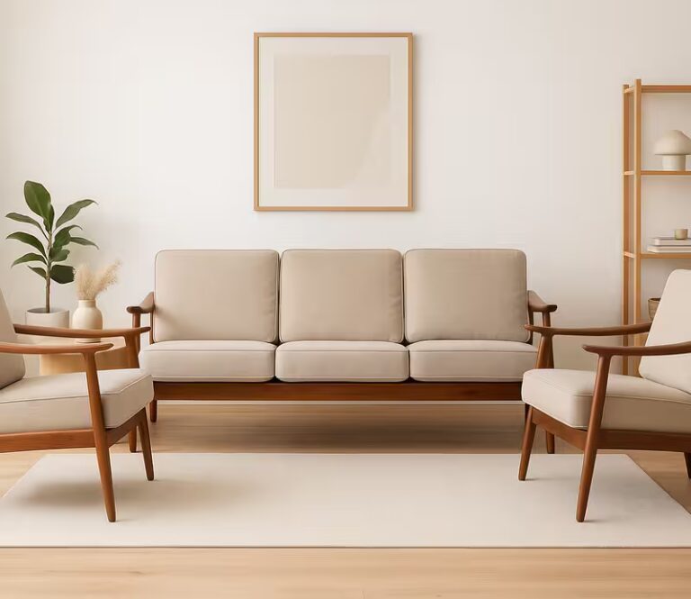 Toby Wooden Sofa Set In Teak 3+1+1 Wood (1)