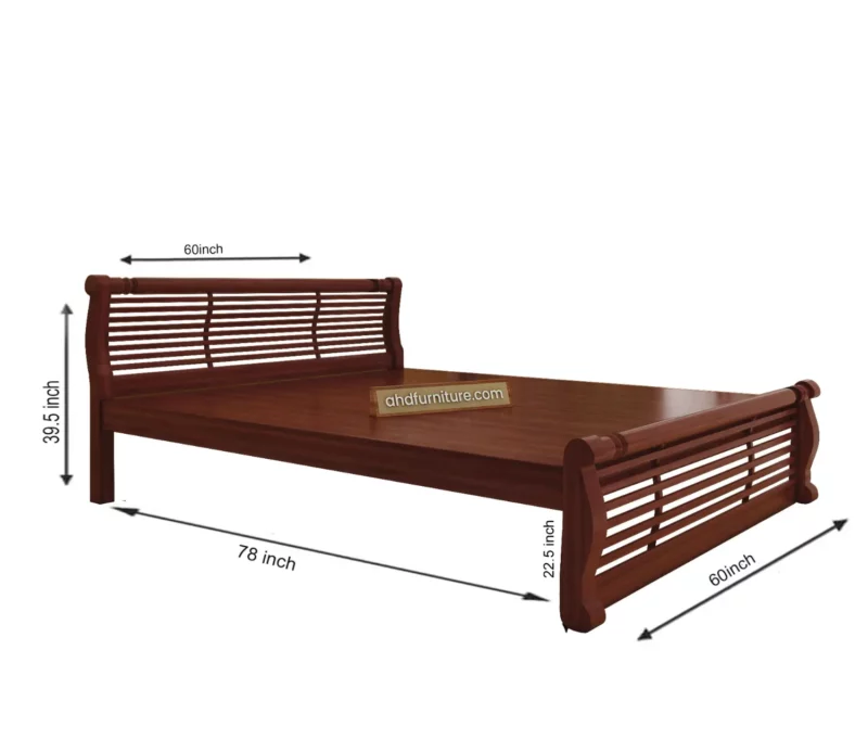 Roole Type Queen Size Bed In Mahogany Wood