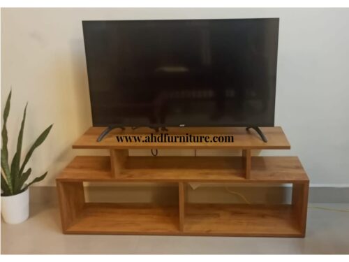 TV Unit Wooden Finish With Open Racks In Engineered Wood