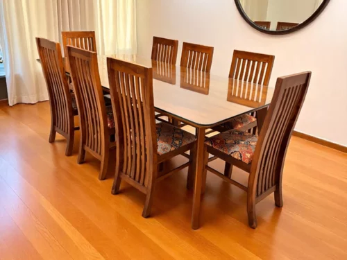 Wooden Dining Table, Teak, Wooden Chair, Sleek Design