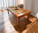 Wooden Dining Table Belgium Glass Design With Cane and Tile Work Dining Table 8 Seater In Teak Wood - Teak Wood, 8 Seater, Glass Top - Image 8