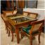 Amaze Plain Glass Top With Central Cane Work Dining Table In Teak Wood
