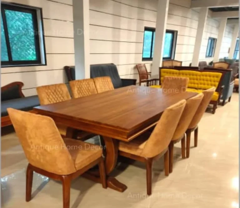 Plank Top Ring Leg Dining Table In Teak Wood
