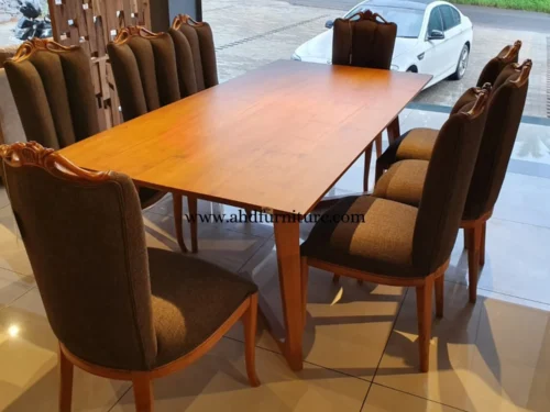 Eco Wooden Top Dining Table Set In Teak Wood