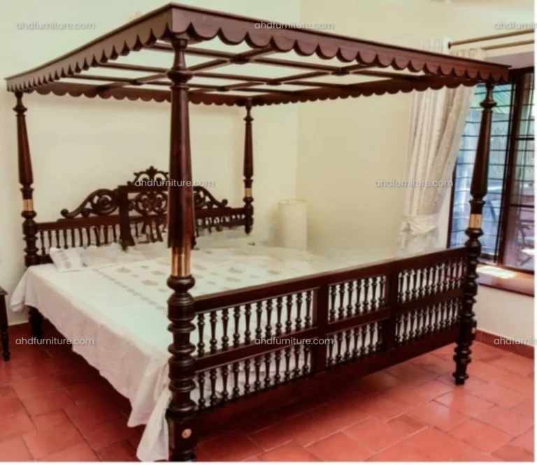 Cot Victorian Double Size Poster Bed In Mahogany Wood