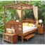 Poster Cot Vintage Kadachil Work Queen Size Bed in Rosewood