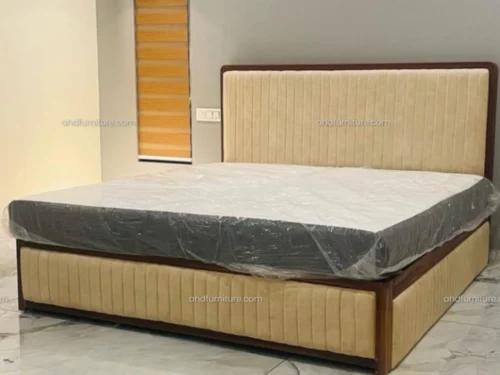 Sarah Upholstered King Size Bed With Storage In Hardwood