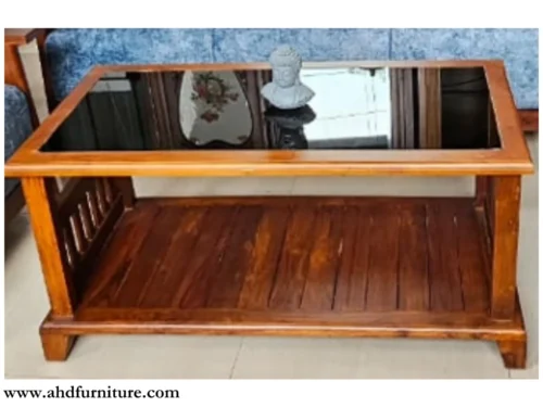Harmony Coffee Table with Glass Top In Teak Wood