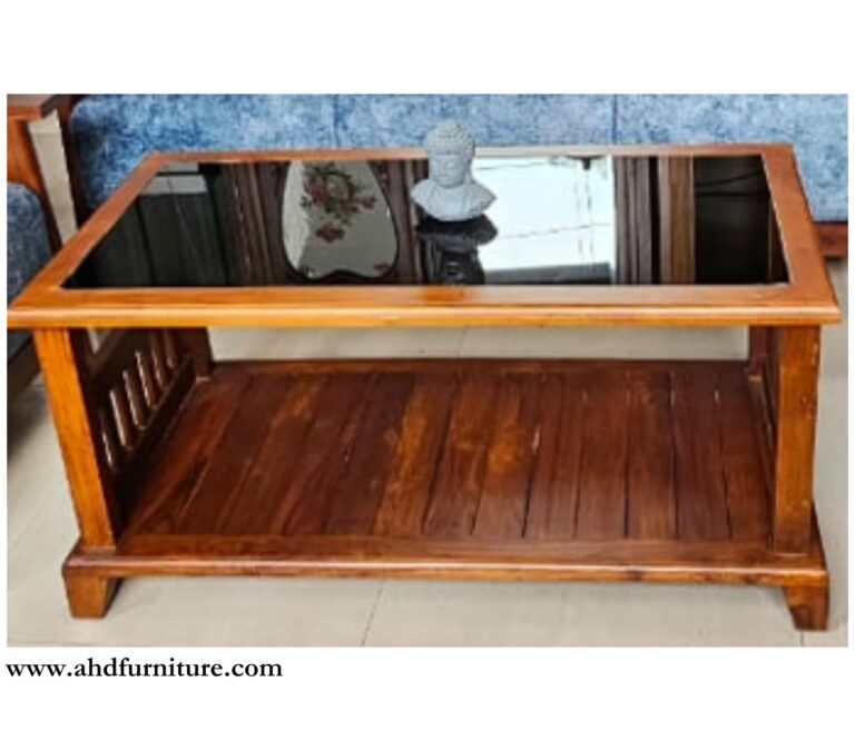 Harmony Coffee Table with Glass Top In Teak Wood