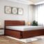 Loric King Size Bed With Storage In Mahogany Wood