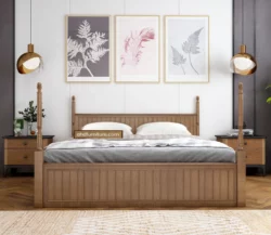 Tehran Queen Size Poster Bed With Storage In Hard Wood