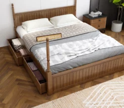 Tehran Queen Size Poster Bed With Storage In Hard Wood