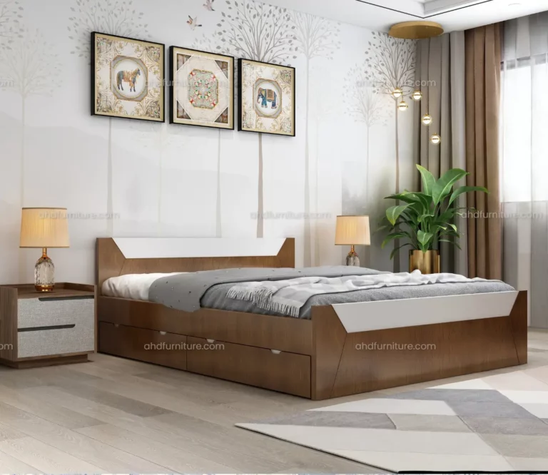 Houston Queen Size Bed With Storage In Hard Wood