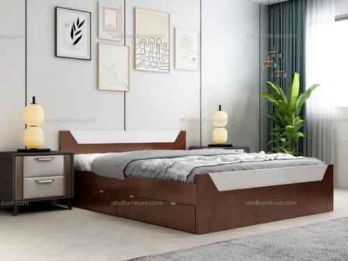 Houston Queen Size Bed With Storage In Mahogany Wood