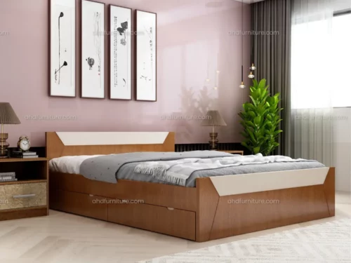 Houston Queen Size Bed With Storage In Teak Wood