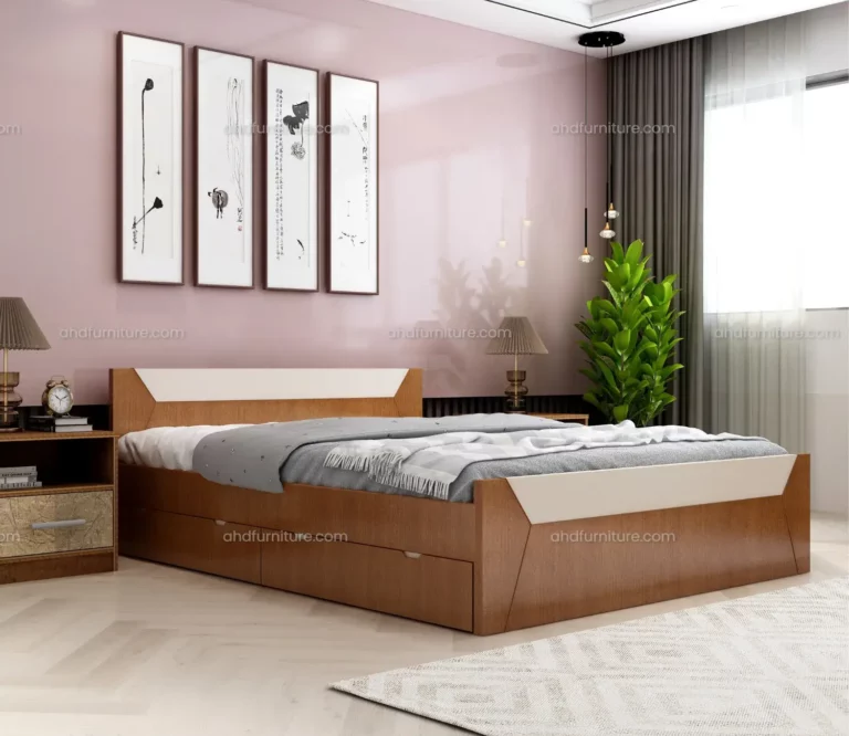 Houston Queen Size Bed With Storage In Teak Wood