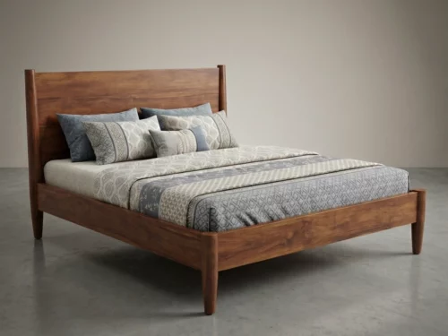Roma Wooden Queen Size Bed in Teak Wood