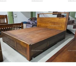 Sheppered King Size Bed With Storage In Teak Wood