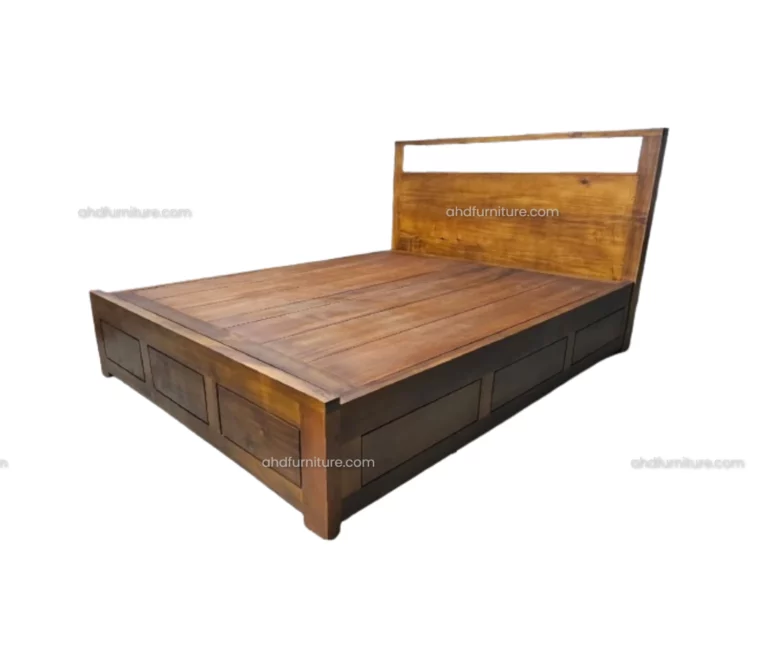 Sheppered King Size Bed With Storage In Teak Wood