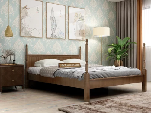 Tehran Queen Size Poster Bed In Acacia Wood