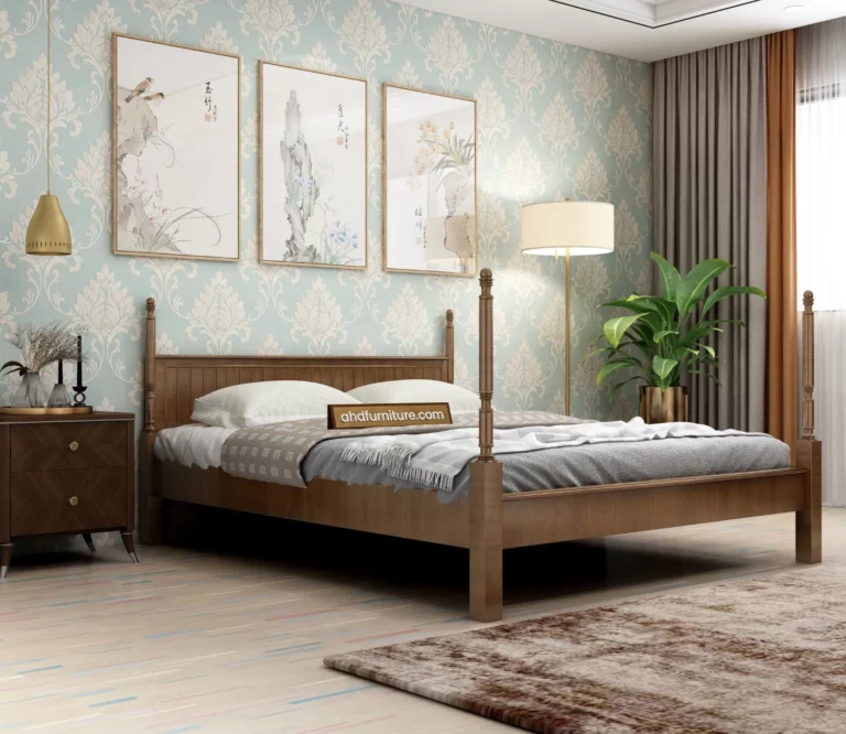 Tehran Queen Size Poster Bed In Acacia Wood
