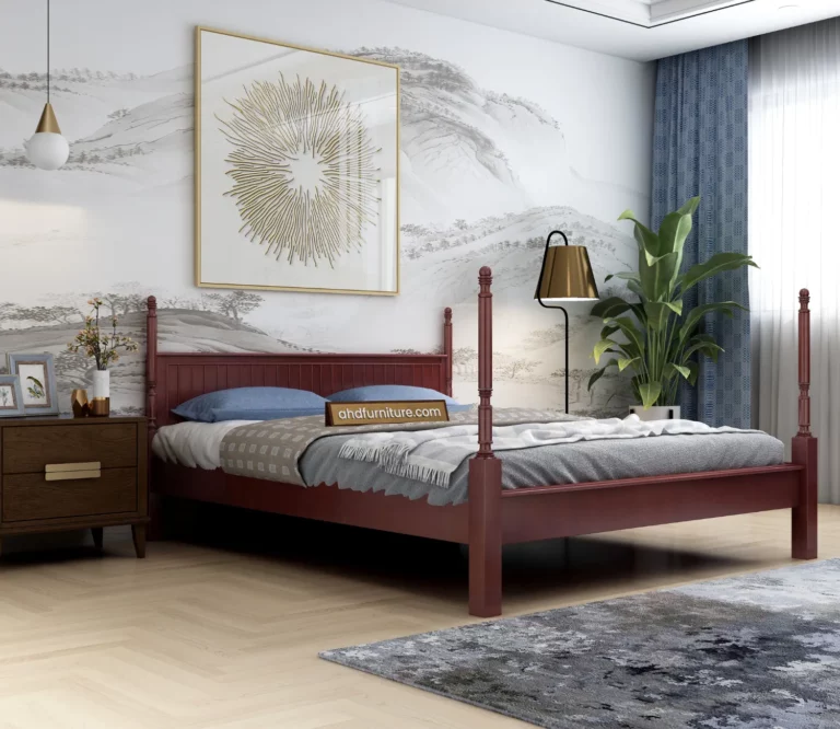 Tehran Queen Size Poster Bed In Mahogany Wood