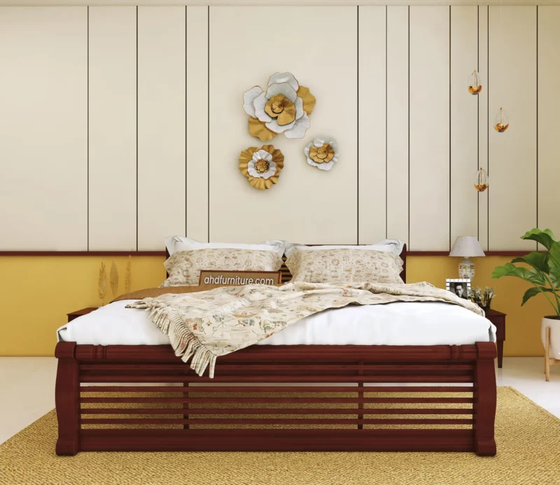 Roole Type Queen Size Bed In Mahogany Wood