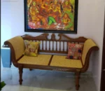 Athens Diwan Cot with Cane In Teak Wood