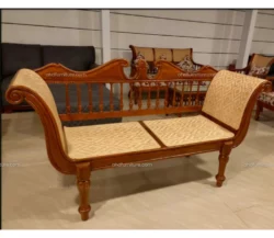 Athens Diwan Cot with Cane In Teak Wood