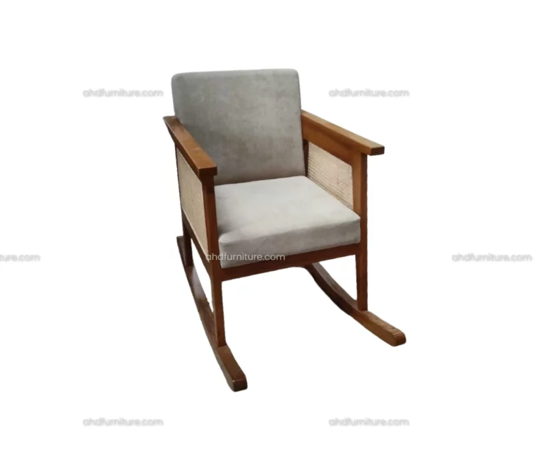 Candy Rocking Chair With Cane Weaving In Teak Wood