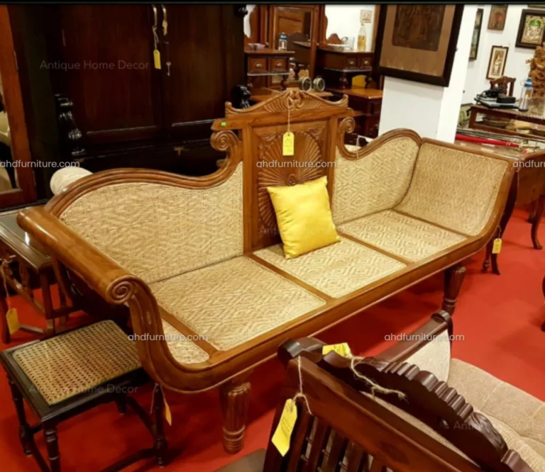Cubits Diwan Cot With Cane Work In Teak Wood