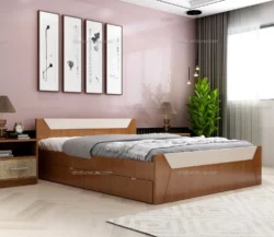 Houston King Size Bed With Storage In Teak Wood
