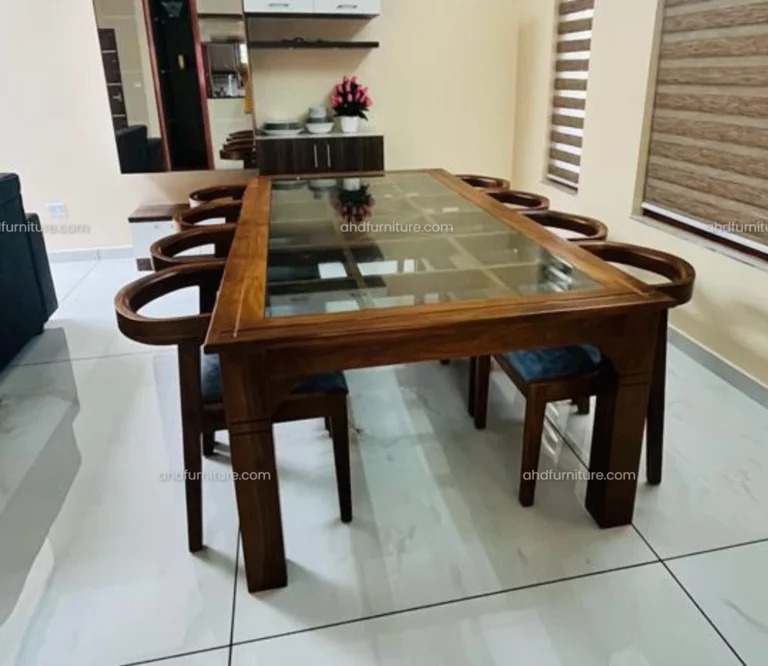 Moscow 6 Seater Dining Table Set In Teak Wood