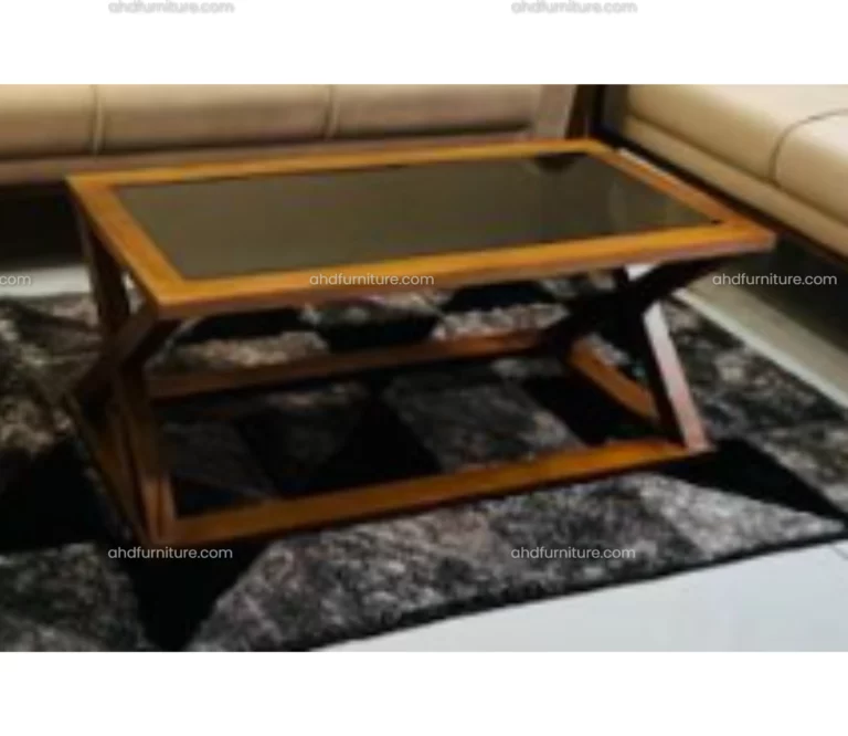 Stack Coffee Table With Glass Top In Teak Wood
