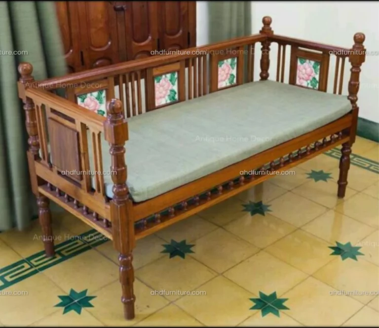 Valencia Diwan Cot With Tile In Teak Wood