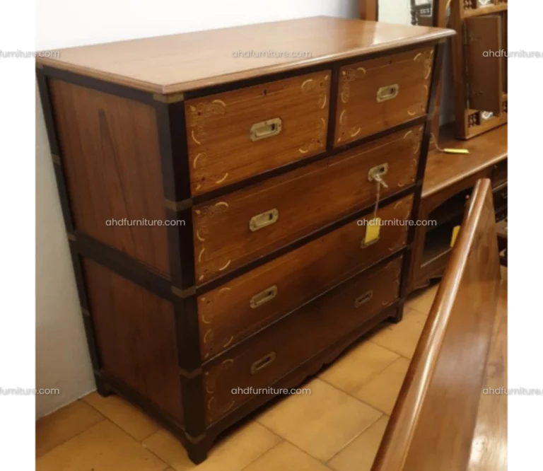 Burnie Chest Of Drawer with Inlay work In Teak Wood