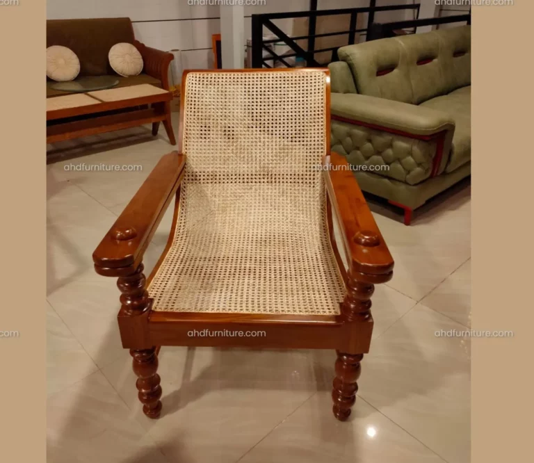 Latvia Easy Chair with Cane Weaving In Teak Wood