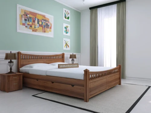 N4 Queen Size Bed With Storage In Teak