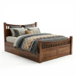 N4 Queen Size Bed With Storage In Teak